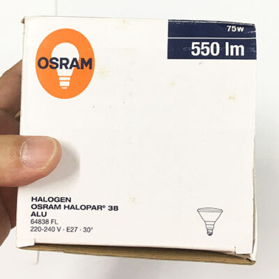 Bombilla Halógena OSRAM/RADIUM HALOPAR 38 E27 - 240V, 50W/75W/100W, Aluminio, Regulable