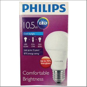 Philips LED Bulb 10.5W 6500K day 1055lm. 15000hrs.