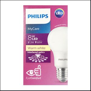 PHILIPS MYCARE LED BULB 8W 3000K warm 15000hrs.