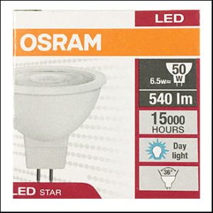 OSRAM MR16 LED 12V 6.5W 6500K 36D GU5.3