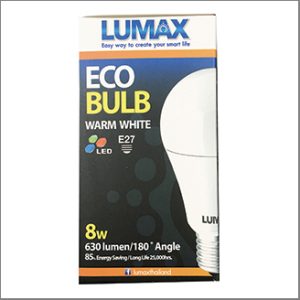 LUMAX ECO BULB LED 8W 630lm 3000K 25000hrs.