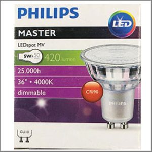 Philips Mas LED 220V 5W 4000K 36D GU10 25000hrs. (dim)