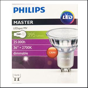 Philips Mas LED 220V 5W 2700K 36D GU10 25000hrs. (dim)