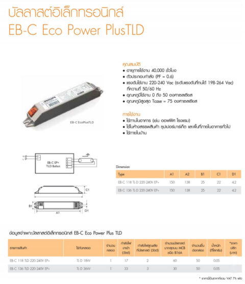 MARKPRO LIGHTING | Philips EB-C 118 EP+ For TL-D Lamp