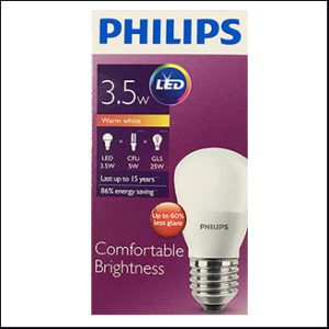 Philips LED bulb 3.5W 3000K 15000hrs.