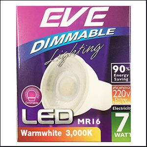EVE MR16 LED 7W 3000K 38D GU5.3 25000hrs. (220V) dim