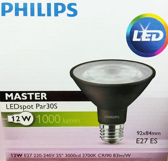Philips 12W PAR30S LED 3000K White Spot Single Optics Bulb