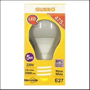 SWEEO LED BULB 5W warmwhite 525lm E27 25000hrs.
