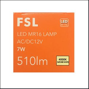 FSL MR16 LED 12V 7W 4000K 38D GU5.3 25000hrs.