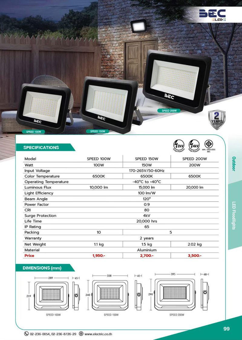 BEC Floodlight SPEED LED 100W 6500K day – MARKPRO LIGHTING