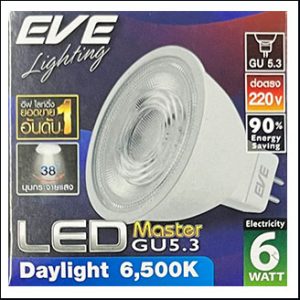 EVE MASTER MR16 LED 220V 6W 6500K 38D GU5.3
