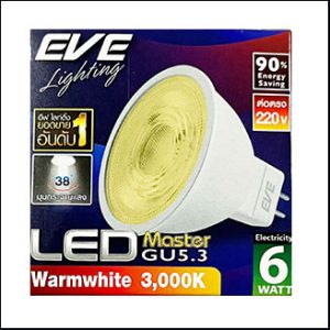 EVE MASTER MR16 LED 220V 6W 3000K 38D GU5.3