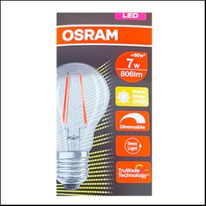 OSRAM FILAMENT A60 Bulb LED 7W 2700K warm E27 (dim)
