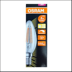 OSRAM FILAMENT CANDLE Bulb LED 4W 2700K warm E14 (dim)