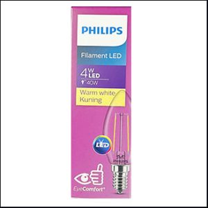 Philips FILAMENT CANDLE B35 Bulb LED 4W 3000K warm E14