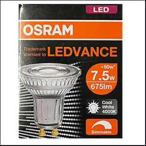 OSRAM PAR16 230V LED 7.5W 4000K 36D coolwhite GU10 (dim)