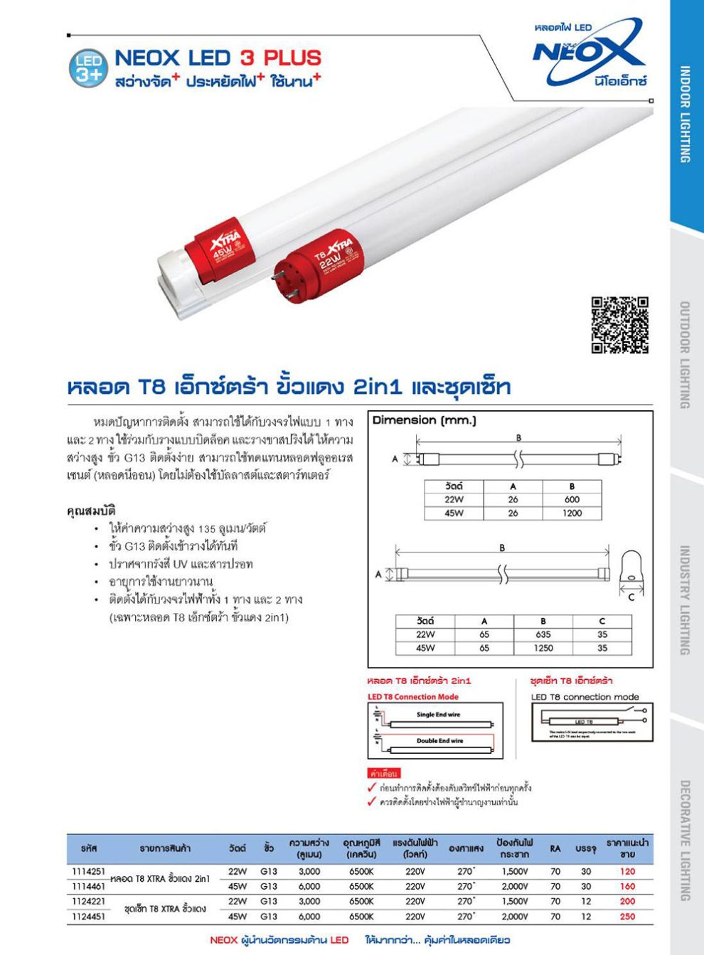 Neox Infinity NEOX Extra 2in1 T8 LED 45W 6500K 6000lm DE (120cm.) – MARKPRO LIGHTING