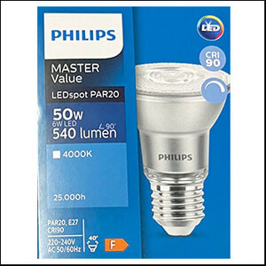 Philips Mas PAR20 LED 6W 4000K 40D 25000hrs. (dim)